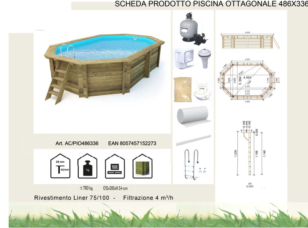 composizione piscina fuoriterra in legno